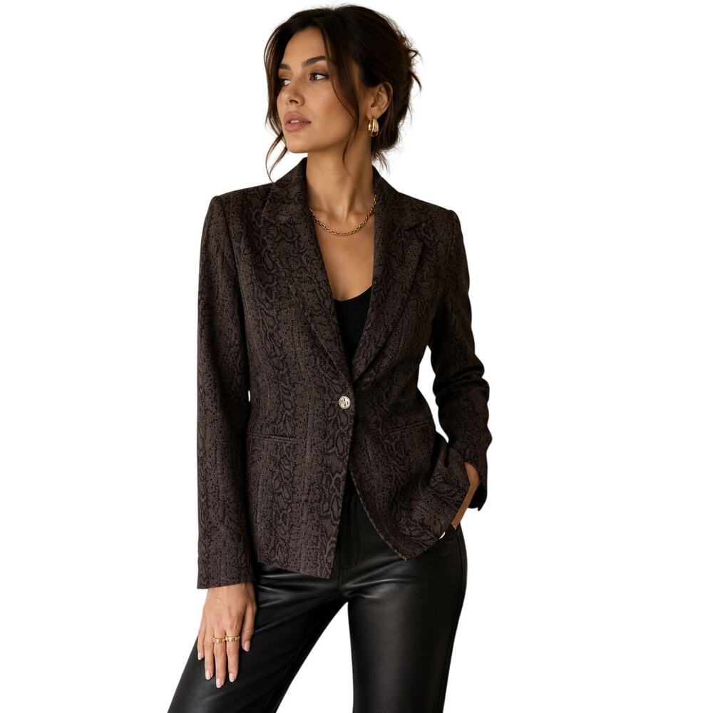 Calvin Klein Gray Snake Print Stretch Blazer Size L Y2K Mob Wife